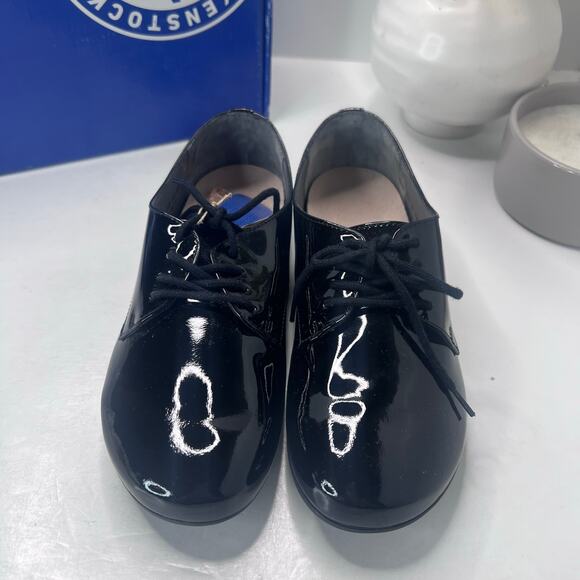 Birkenstock Saunders Patent Leather Clog Black Women 5/Men 3 EU36 NWB Regular - Picture 2 of 10